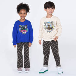 KENZO KIDS-Синий свитшот с тигром для девочек | Childrensalon Outlet
