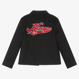 KENZO KIDS-Girls Blue Wool Baseball Stripe Blazer | Childrensalon Outlet