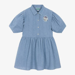 KENZO KIDS-Girls Chambray Wave-Print Dress | Childrensalon Outlet