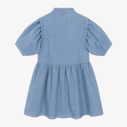 KENZO KIDS-Girls Chambray Wave-Print Dress | Childrensalon Outlet