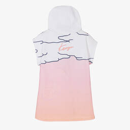 KENZO KIDS-فستان قطن جيرسي لون أبيض وزهري وبرتقالي | Childrensalon Outlet