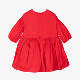 KENZO KIDS-Girls Crimson Satin Snake Embroidered Gown | Childrensalon Outlet