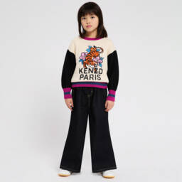KENZO KIDS-Синие широкие джинсы для девочек | Childrensalon Outlet
