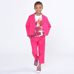 KENZO KIDS-Girls Fuchsia Pink Cotton Poplin Blazer | Childrensalon Outlet