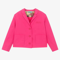 KENZO KIDS-Girls Fuchsia Pink Cotton Poplin Blazer | Childrensalon Outlet