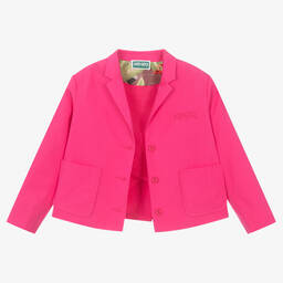 KENZO KIDS-Girls Fuchsia Pink Cotton Poplin Blazer | Childrensalon Outlet