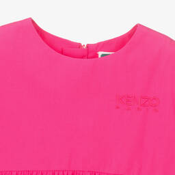 KENZO KIDS-Girls Fuchsia Pink Cotton Poplin Dress | Childrensalon Outlet