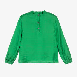 KENZO KIDS-Girls Green Satin Jacquard Blouse | Childrensalon Outlet