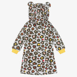KENZO KIDS-Girls Grey Cotton Animal Print Hooded Dress | Childrensalon Outlet