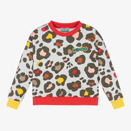 KENZO KIDS-Серый хлопковый свитшот с животным принтом | Childrensalon Outlet