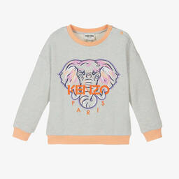 KENZO KIDS-Серый хлопковый свитшот со слоном | Childrensalon Outlet