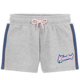KENZO KIDS-شورت قطن لون رمادي للبنات | Childrensalon Outlet