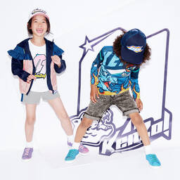 KENZO KIDS-شورت قطن لون رمادي للبنات | Childrensalon Outlet