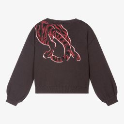 KENZO KIDS-Girls Grey Cotton Tiger Sweater | Childrensalon Outlet