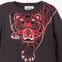 KENZO KIDS-Girls Grey Cotton Tiger Sweater | Childrensalon Outlet