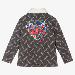 KENZO KIDS-جاكيت قطن دنيم لون رمادي داكن للبنات | Childrensalon Outlet