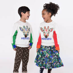 KENZO KIDS-Серый свитшот с жирафом для девочек | Childrensalon Outlet