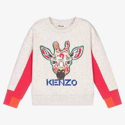 KENZO KIDS-Серый свитшот с жирафом для девочек | Childrensalon Outlet