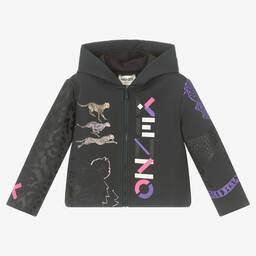 KENZO KIDS-Girls Grey Logo Zip-Up Top | Childrensalon Outlet