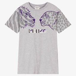 KENZO KIDS-Girls Grey T-Shirt Dress | Childrensalon Outlet