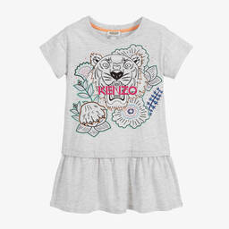 KENZO KIDS-Girls Grey Tiger Jersey Dress | Childrensalon Outlet