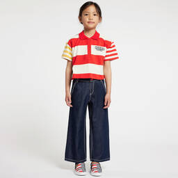 KENZO KIDS-Широкие джинсы-варенки цвета индиго для девочек | Childrensalon Outlet