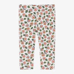 KENZO KIDS-Girls Ivory Cotton Floral Print Leggings | Childrensalon Outlet