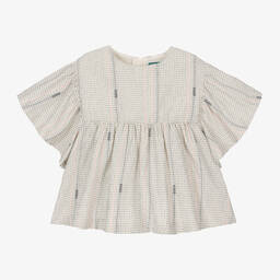 KENZO KIDS-Girls Ivory Cotton Striped Blouse | Childrensalon Outlet
