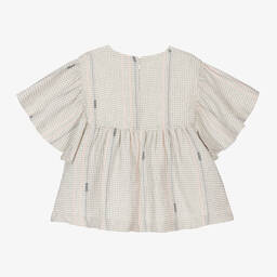 KENZO KIDS-Girls Ivory Cotton Striped Blouse | Childrensalon Outlet