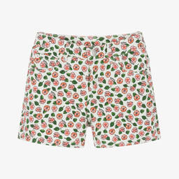 KENZO KIDS-Girls Ivory Floral Cotton Shorts | Childrensalon Outlet