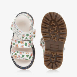 KENZO KIDS-Girls Ivory Floral Print Leather Sandals | Childrensalon Outlet