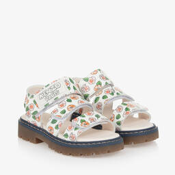 KENZO KIDS-Girls Ivory Floral Print Leather Sandals | Childrensalon Outlet