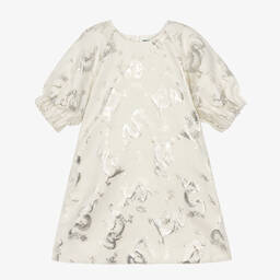 KENZO KIDS-Girls Ivory & Silver Jacquard Dragon Dress | Childrensalon Outlet