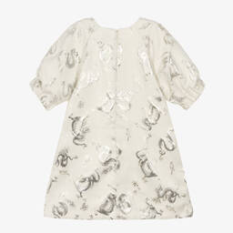 KENZO KIDS-Girls Ivory & Silver Jacquard Dragon Dress | Childrensalon Outlet