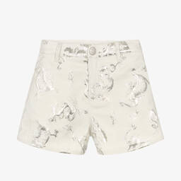 KENZO KIDS-Girls Ivory & Silver Jacquard Dragon Shorts | Childrensalon Outlet