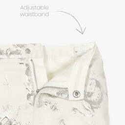 KENZO KIDS-Girls Ivory & Silver Jacquard Dragon Shorts | Childrensalon Outlet
