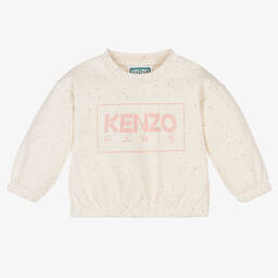 كينزو كيدز-سويتشيرت أطفال بناتي قطن جيرسي لون عاجي | Childrensalon Outlet
