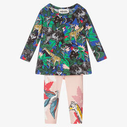 كينزو كيدز-طقم ليغنغز قطن جيرسي بألوان بلوك للبنات | Childrensalon Outlet