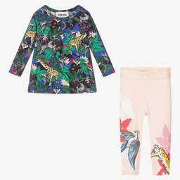 كينزو كيدز-طقم ليغنغز قطن جيرسي بألوان بلوك للبنات | Childrensalon Outlet