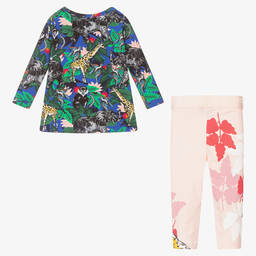 كينزو كيدز-طقم ليغنغز قطن جيرسي بألوان بلوك للبنات | Childrensalon Outlet