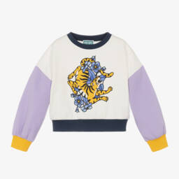 KENZO KIDS-Girls Lilac & Ivory Jersey Top | Childrensalon Outlet