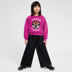 كينزو كيدز-سويتشيرت بطبعة نمر لون زهري للبنات | Childrensalon Outlet
