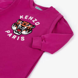 KENZO KIDS-فستان سويتشيرت بطبعة نمر لون زهري | Childrensalon Outlet