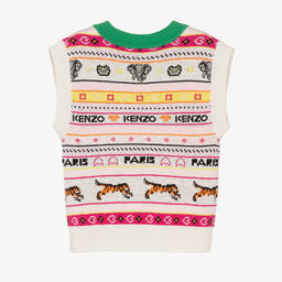 KENZO KIDS-Разноцветная жаккардовая вязаная безрукавка | Childrensalon Outlet