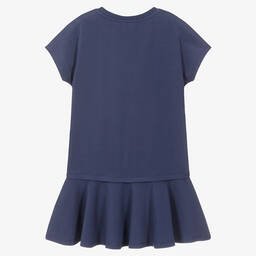 KENZO KIDS-Girls Navy Blue Cotton Logo Dress | Childrensalon Outlet