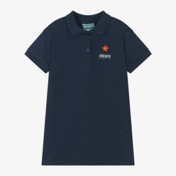 KENZO KIDS-Girls Navy Cotton Polo Dress | Childrensalon Outlet