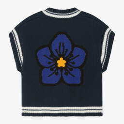 KENZO KIDS-Girls Navy Sleeveless Knit Pullover | Childrensalon Outlet