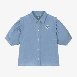KENZO KIDS-Girls Ocean Blue Wavy Print Blouse | Childrensalon Outlet