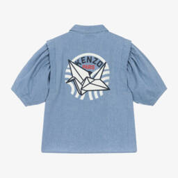 KENZO KIDS-Girls Ocean Blue Wavy Print Blouse | Childrensalon Outlet