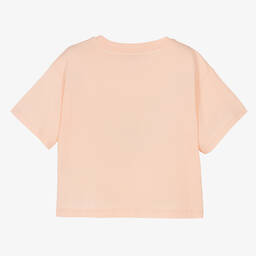 KENZO KIDS-Розовая хлопковая футболка с тигром из блесток | Childrensalon Outlet